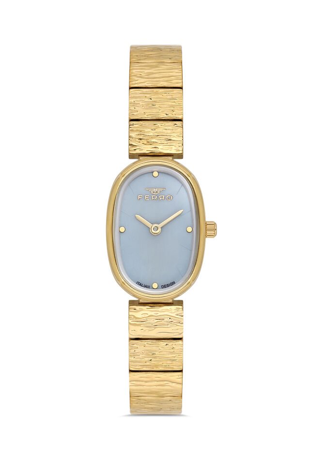 Ferro Sarı Çelik Kordon Kadın Kol Saati FL21600A-B3 3ATM Su Geçirmez 2 Yıl Garantili HediyePaketli