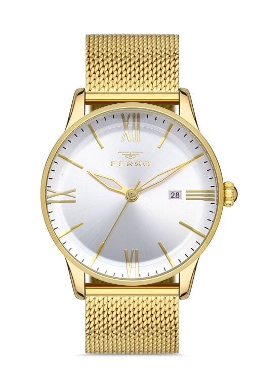 Ferro 43 mm Sarı Hasır Kordon Erkek Kol Saati F11182C-B F11182C-B