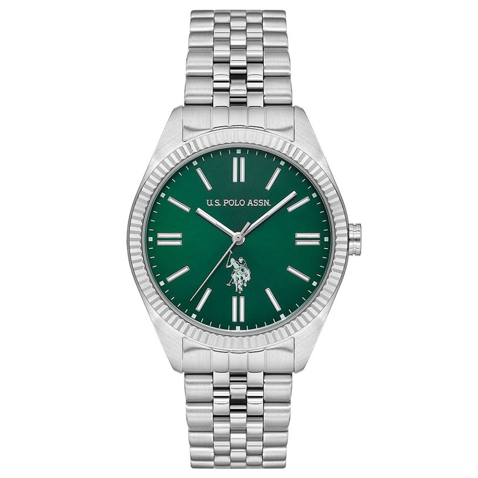 U.s. Polo Assn. USPA1096-04 Quartz Çelik Gri Yeşil Kadran 42 mm Erkek Kol Saati