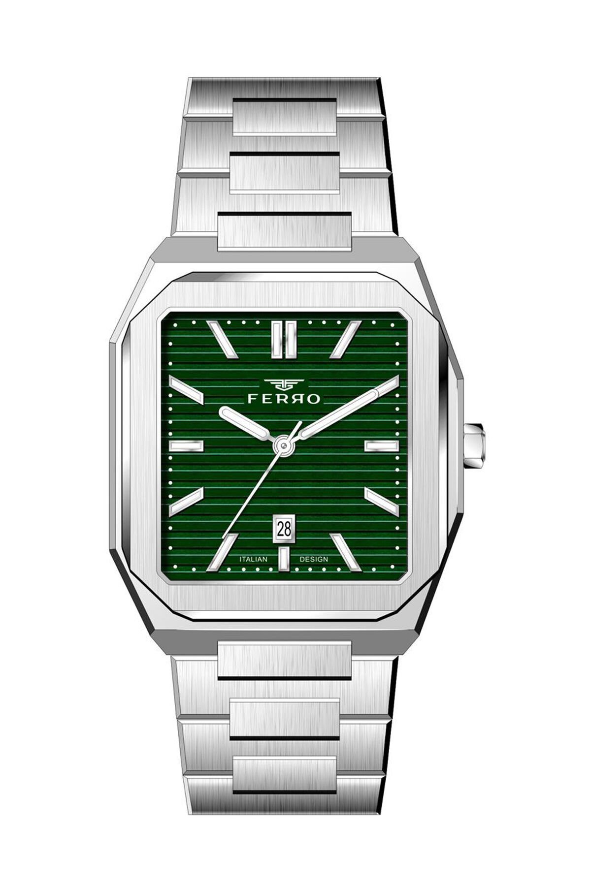 Ferro Gümüş Çelik Kordon Erkek Kol Saati F11653AWT-A6 3ATM Su Geçirmez 2 Yıl Garantili HediyePaketli