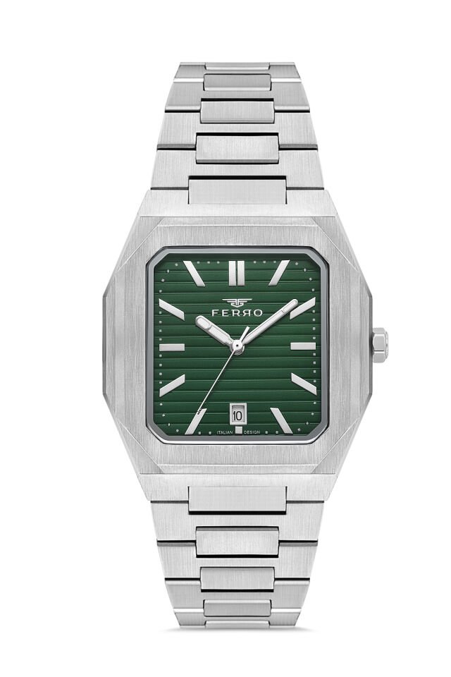 Ferro Gümüş Çelik Kordon Erkek Kol Saati F11653AWT-A6 3ATM Su Geçirmez 2 Yıl Garantili HediyePaketli