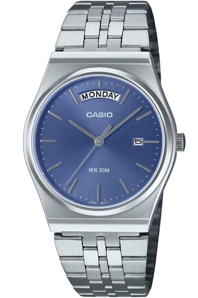 Casio Mtp-b146d-2avdf  Quartz Çelik Gri Mavi Kadran 35 mm Erkek Kol Saati