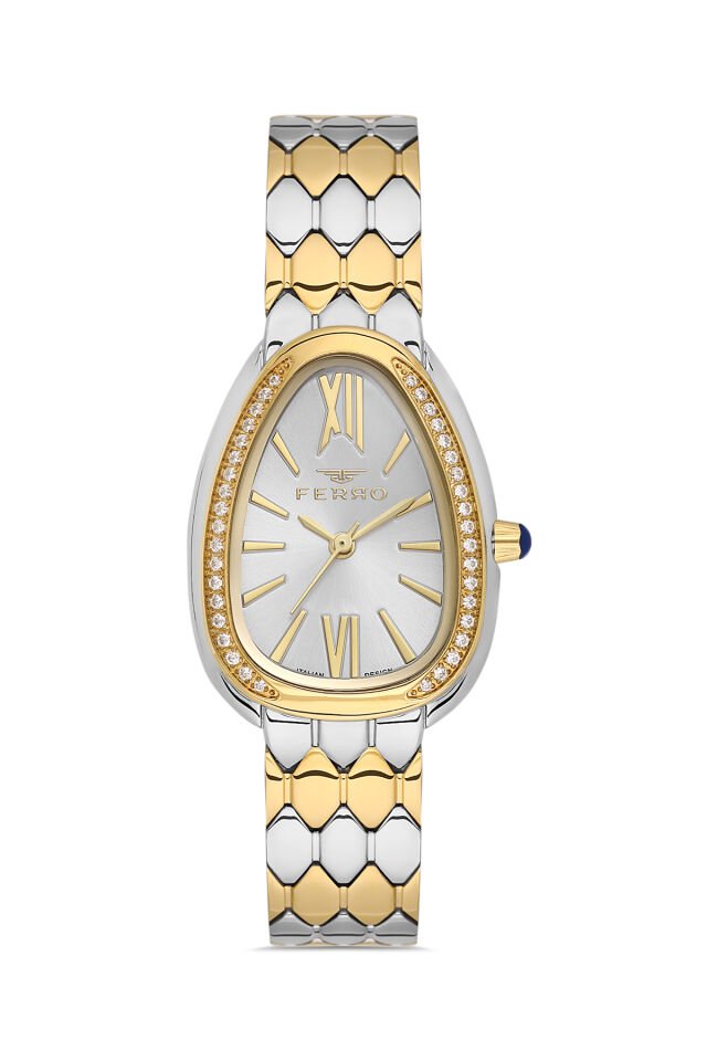 Ferro Sarı ve Gümüş Çelik Kordon Kadın Kol Saati FL43033A-D 3ATM Su Geçirmez 2 Yıl Garantili