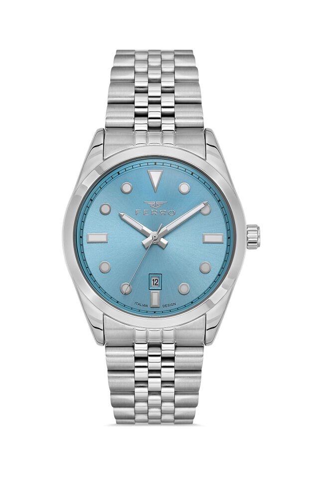 Ferro Gümüş Çelik Kordon Erkek Kol Saati F11567AWT-A15 3ATM SuGeçirmez 2 Yıl Garantili HediyePaketli