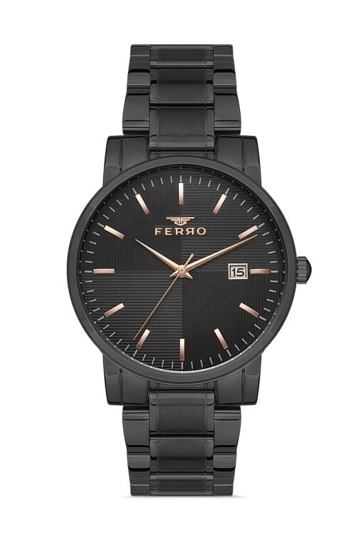 Ferro F11154A-G Quartz Çelik Siyah 41 mm Erkek Kol Saati