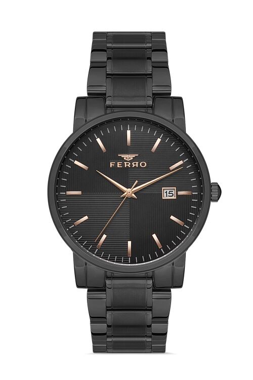 Ferro F11154A-G Quartz Çelik Siyah 41 mm Erkek Kol Saati