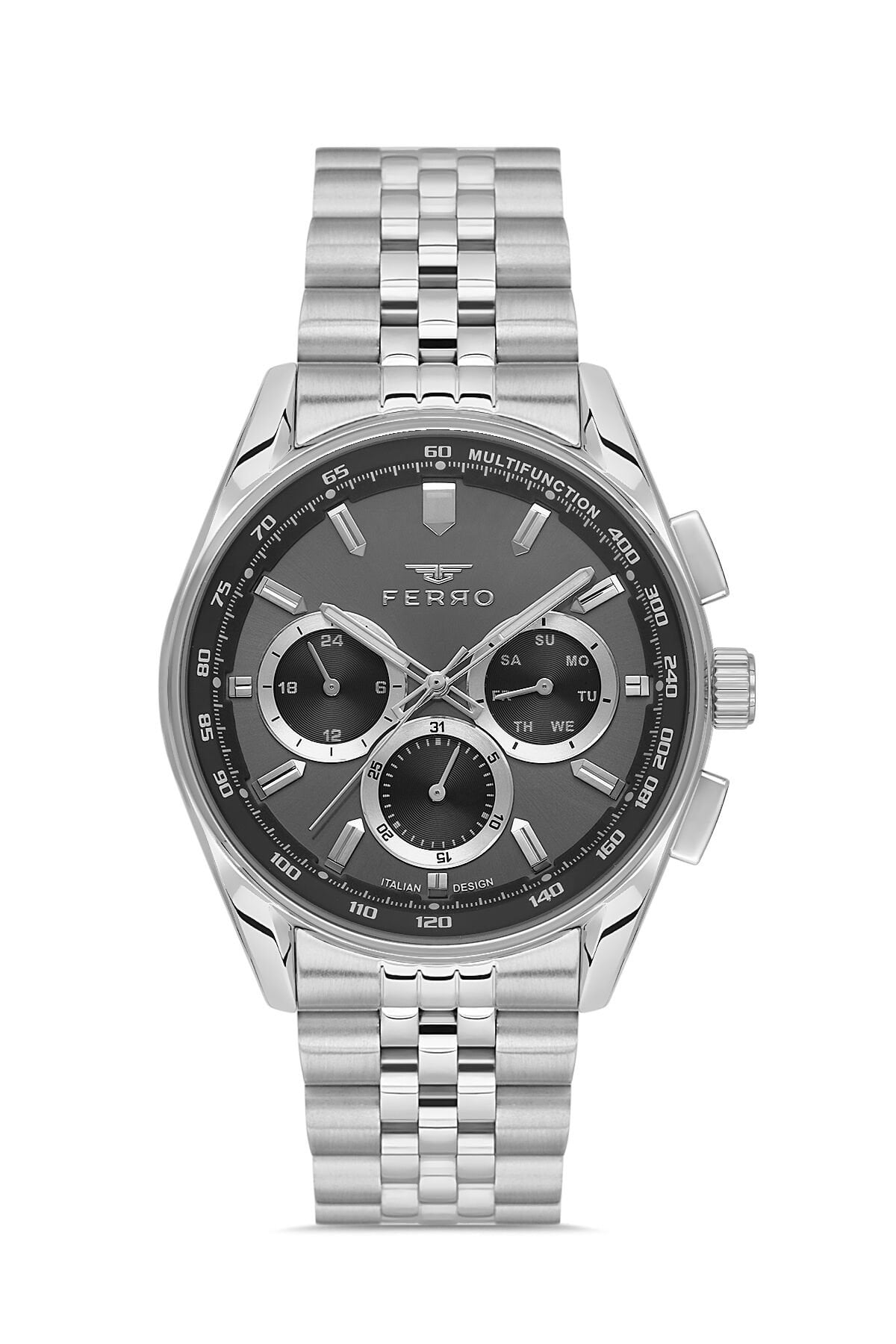 Ferro Gümüş Çelik Kordon Erkek Kol Saati FM11749A-A Fonksiyonları Aktif 3 ATM Su Geçirmez