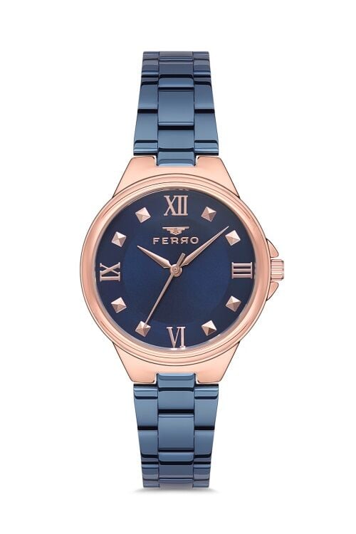 Ferro Lacivert Celik Kordon Kadın Kol Saati F21135A-T