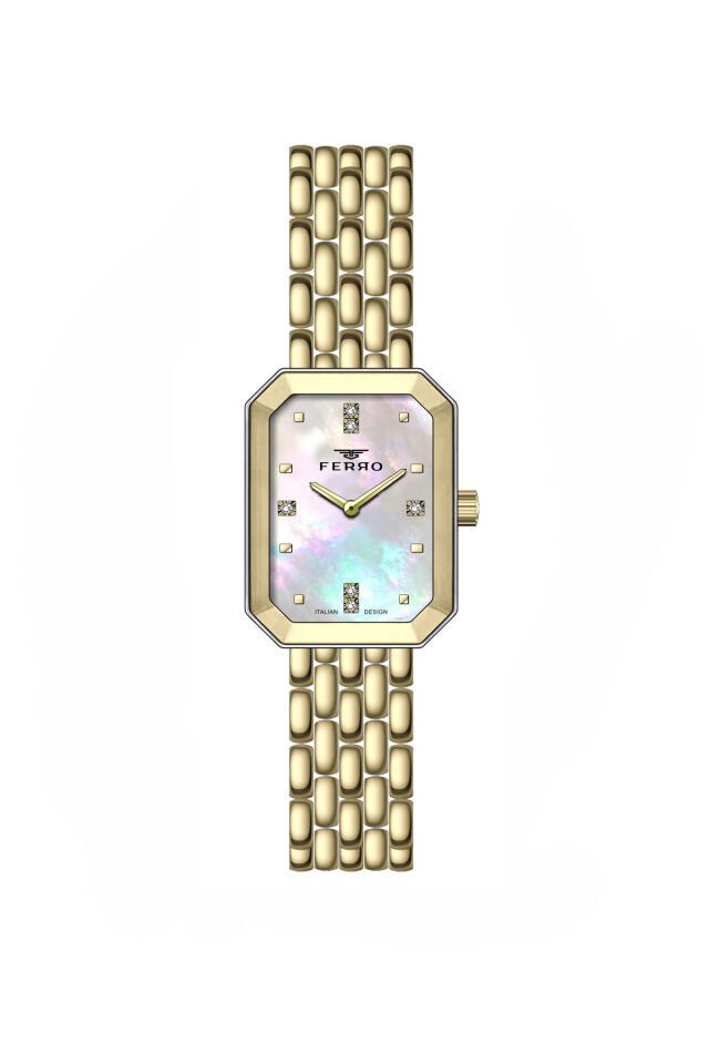 Ferro Sarı Çelik Kordon Kadın Kol Saati FL21752AWT-B 3ATM Su Geçirmez 2 Yıl Garantili HediyePaketli