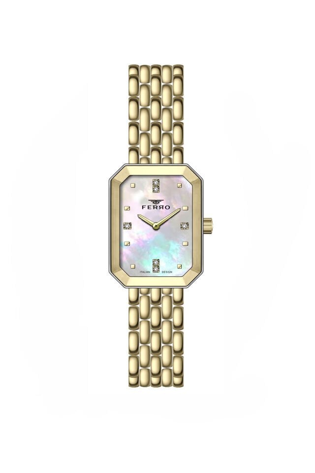 Ferro Sarı Çelik Kordon Kadın Kol Saati FL21752A-B 3ATM Su Geçirmez 2 Yıl Garantili HediyePaketli