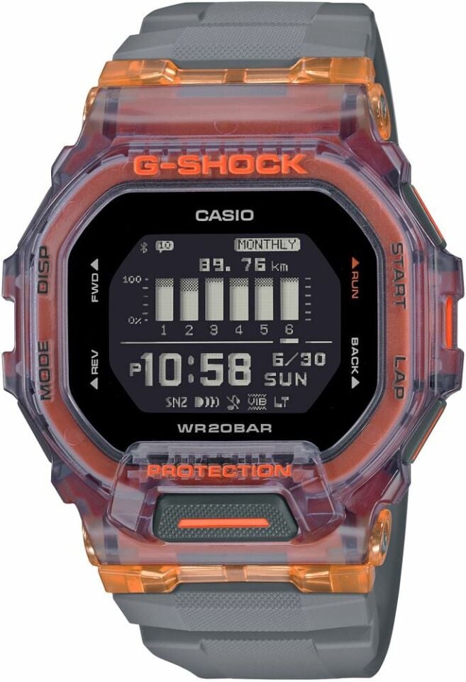Casio GBD-200SM-1A5DR Quartz Dijital Silikon Gri 20 ATM 46 mm Erkek Kol Saati