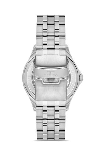 Ferro Gümüş Çelik Kordon Erkek Kol Saati FM40111A-A Tüm Fonksiyonlar Aktif 3 ATM Su Geçirmez