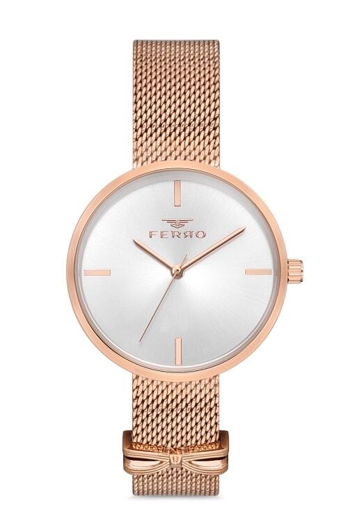 Ferro Rose Hasır kordon Kadın Kol Saati F21045C-979-C 3ATM Su Geçirmez 2 Yıl Garantili