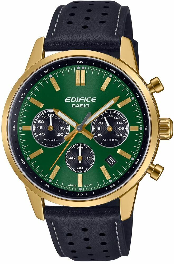 Casio EFR-575CL-3ADF Edifice Quartz Deri Siyah Yeşil Kadran 10 ATM 41 mm Erkek Kol Saati