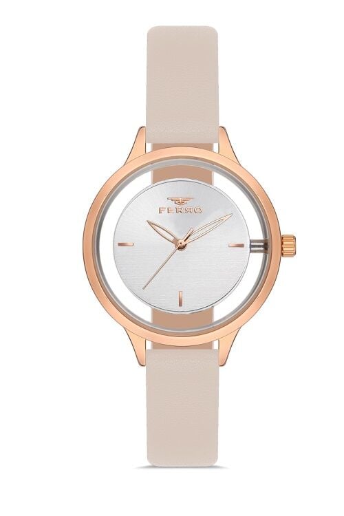 Ferro FL21234B-S2 Quartz Pudra Deri Kordon 33 mm Kadın Kol Saati