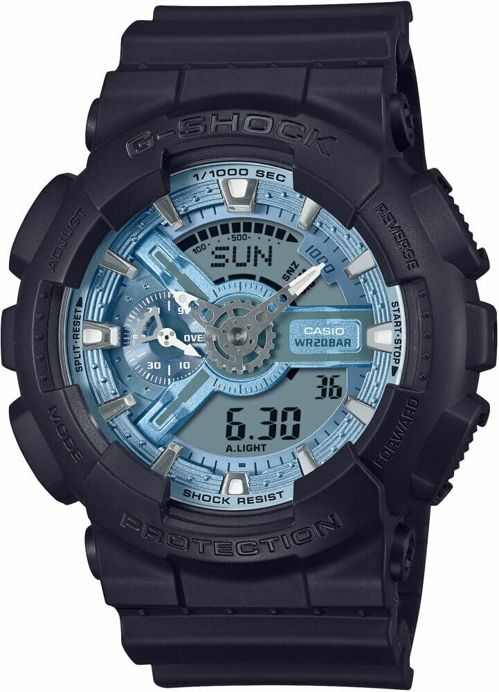 Casio GA-110CD-1A2DR Quartz Silikon Siyah Mavi Kadran 20 ATM 52 mm Erkek Kol Saati