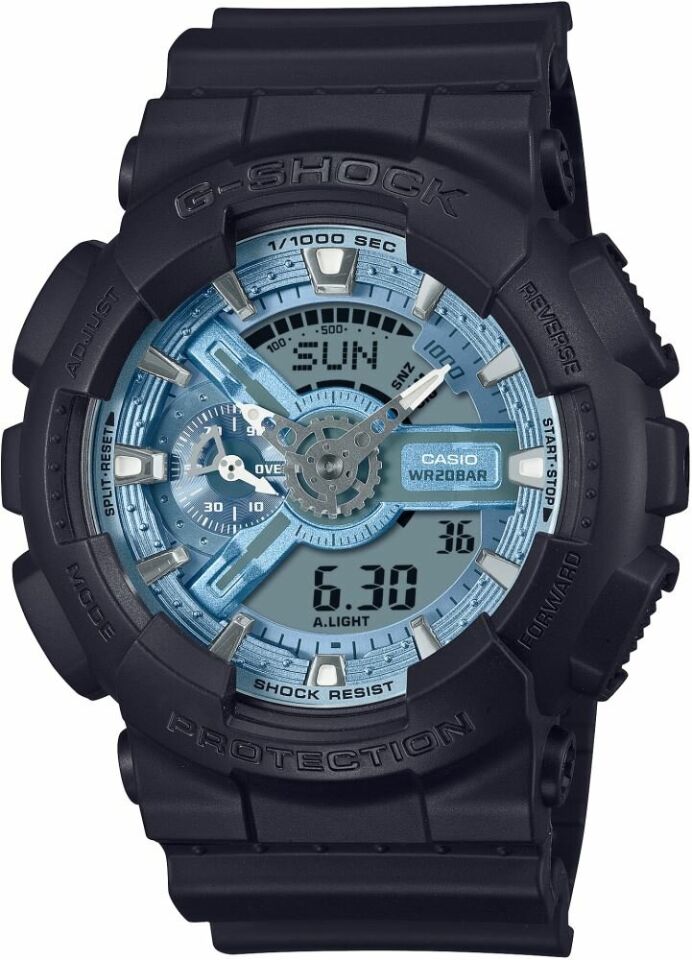 Casio GA-110CD-1A2DR Quartz Silikon Siyah Mavi Kadran 20 ATM 52 mm Erkek Kol Saati