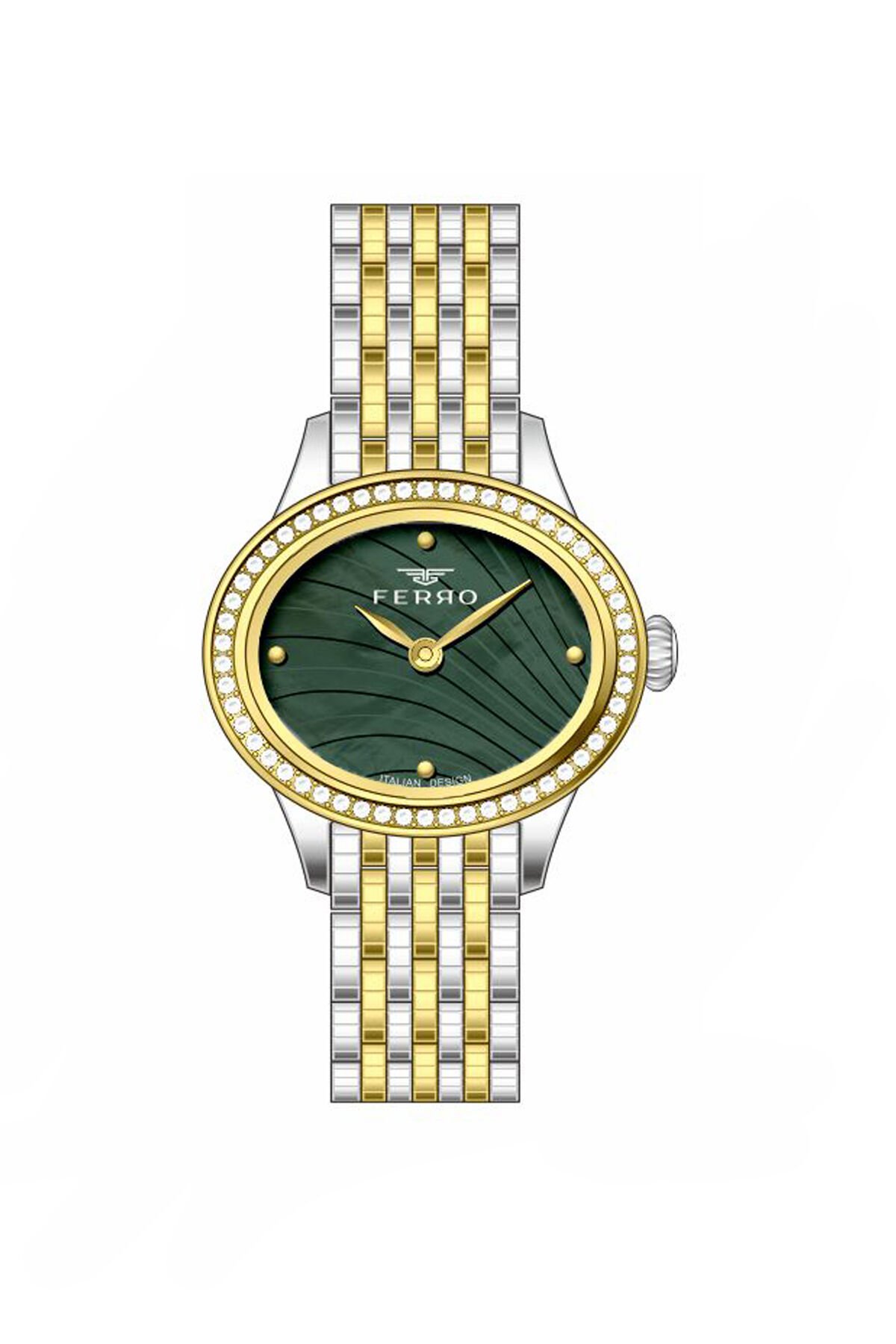 Ferro Gümüş ve Sarı Çelik Kordon Kadın Kol Saati FL21753A-D6 3ATM Su Geçirmez 2 Yıl Garantili