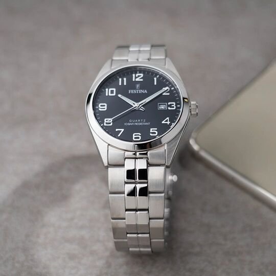 Festina F20437/4 Quartz Çelik Gri Siyah Kadran 10 ATM 40 mm Erkek Kol Saati