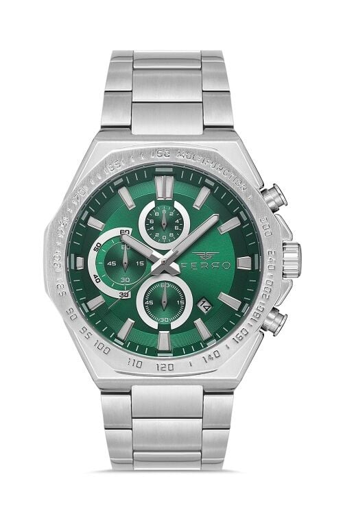 Ferro Gumus Celik Kordon Erkek Kol Saati FM41110A-A6 Tüm Fonksiyonlar Aktif 3 ATM Su Geçirmez