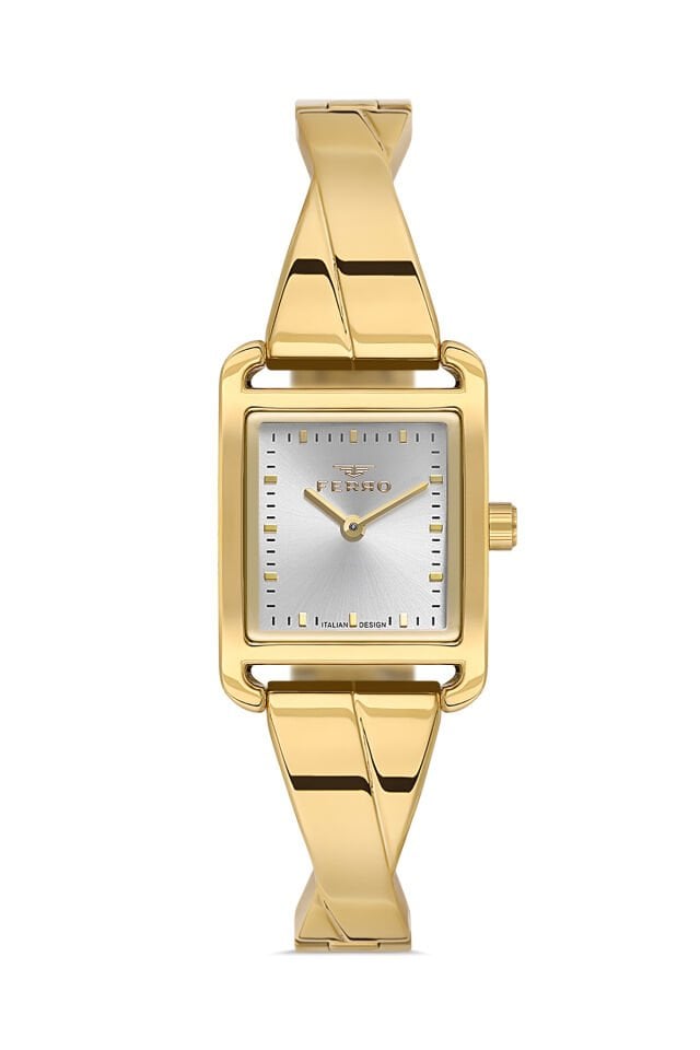 Ferro Sarı Çelik Kordon Kadın Kol Saati FL40155A-B 3ATM Su Geçirmez 2 Yıl Garantili HediyePaketli