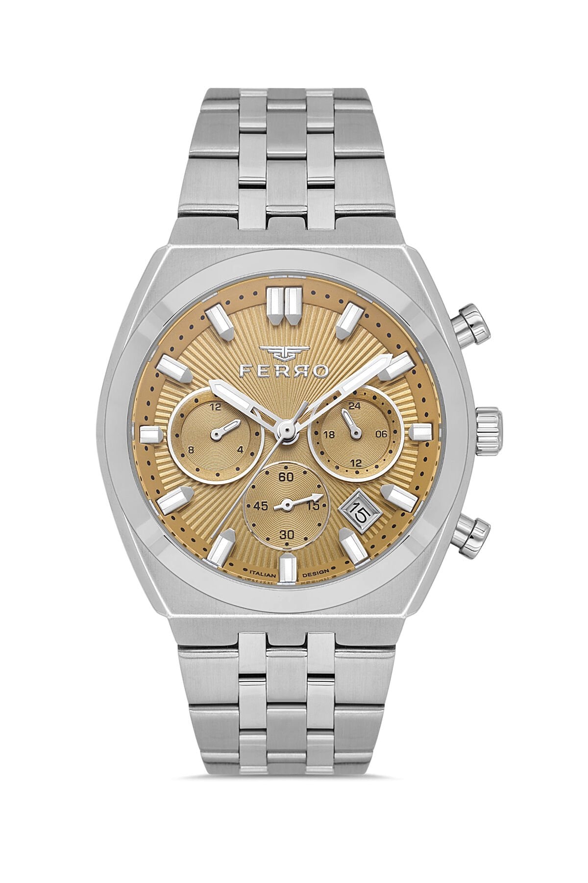 Ferro FM43022A-A7 Quartz Çelik Gri Sarı Kadran 42 mm Erkek Kol Saati