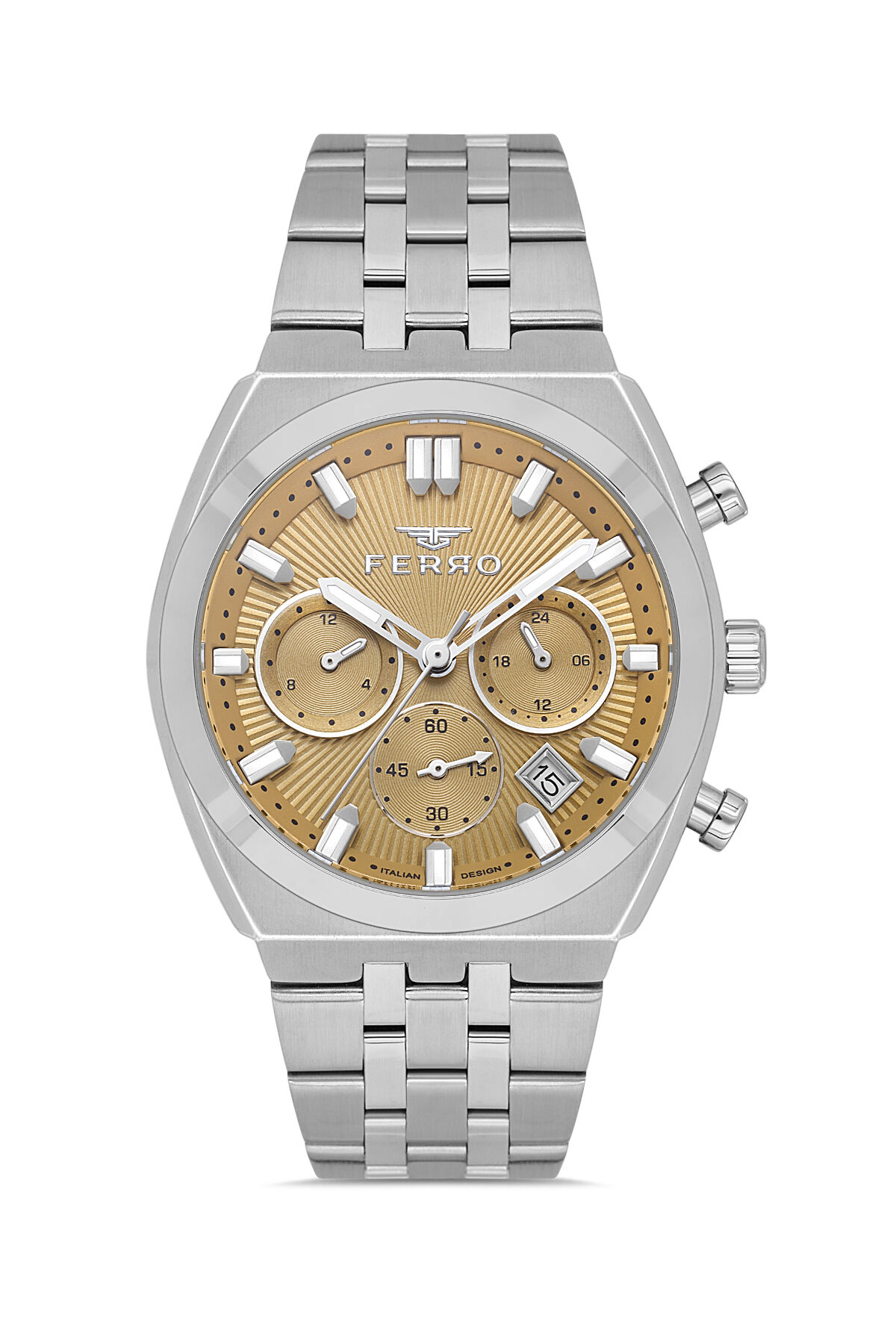 Ferro FM43022A-A7 Quartz Çelik Gri Sarı Kadran 42 mm Erkek Kol Saati