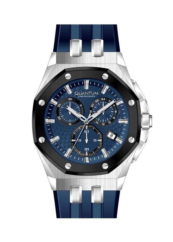 Quantum HNG949.389 Quartz Kronograflı Silikon Lacivert 45 mm Erkek Kol Saati