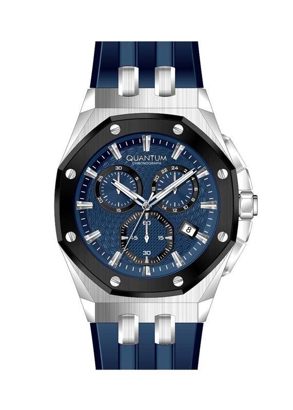 Quantum HNG949.389 Quartz Kronograflı Silikon Lacivert 45 mm Erkek Kol Saati