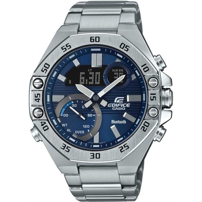 Casio ECB-10D-2ADF Edifice Quartz Çelik Gri Lacivert Kadran 10 ATM 49 mm Erkek Kol Saati