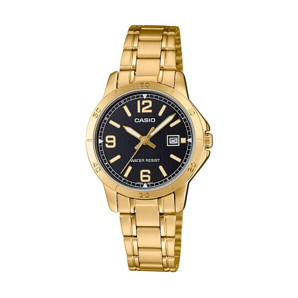 Casio LTP-V004G-1BUDF Quartz Çelik Altın Rengi Siyah Kadran 30 mm Kadın Kol Saati
