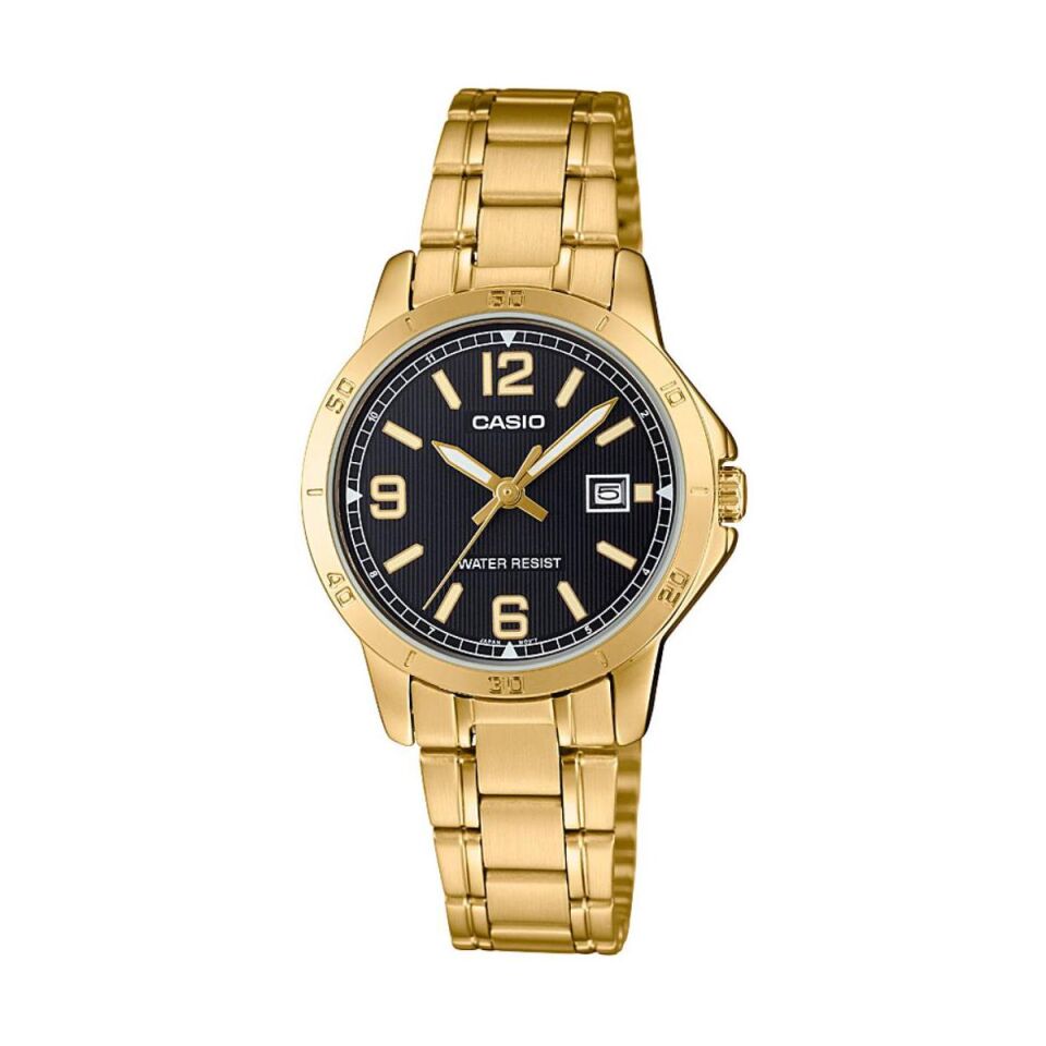 Casio LTP-V004G-1BUDF Quartz Çelik Altın Rengi Siyah Kadran 30 mm Kadın Kol Saati
