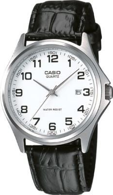 Casio MTP-1183E-7BDF Quartz Deri Siyah Beyaz Kadran 39  mm Erkek Kol Saati
