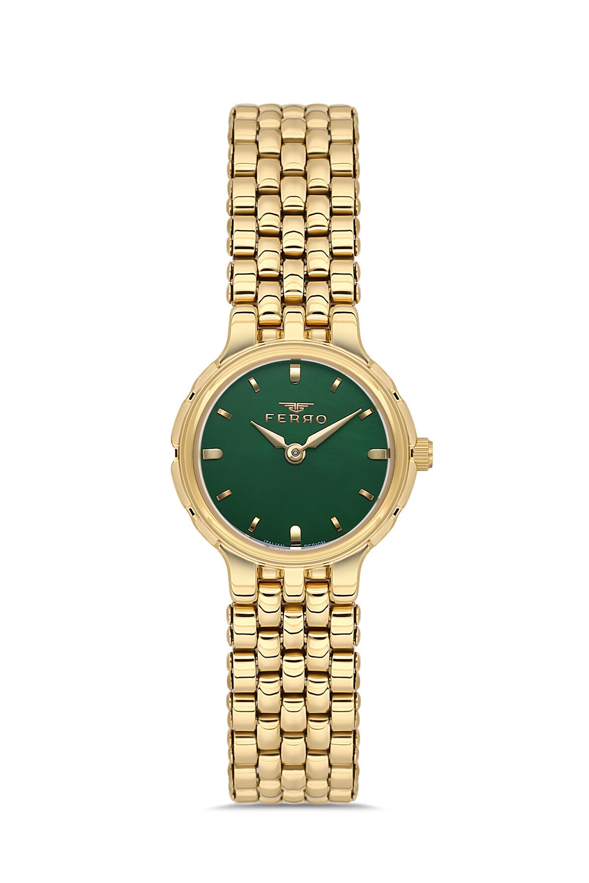 Ferro Sarı Çelik Kordon Kadın Kol Saati FL21589AWT-B6 3ATM Su Geçirmez 2 Yıl Garantili HediyePaketli