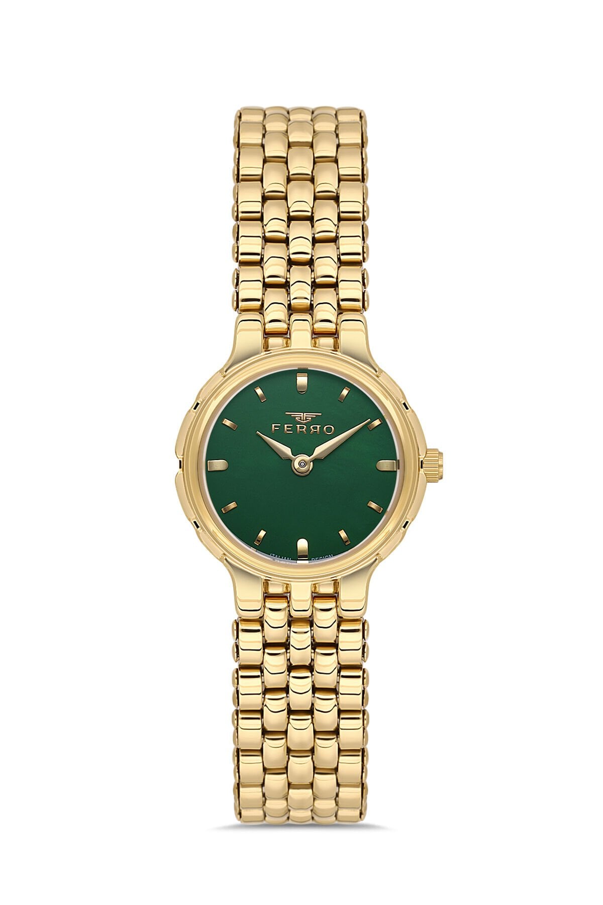 Ferro Sarı Çelik Kordon Kadın Kol Saati FL21589A-B6 3ATM Su Geçirmez 2 Yıl Garantili HediyePaketli