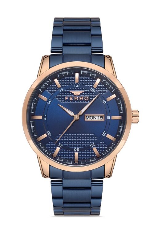 Ferro F11931A-T 42 mm Lacivert Çelik Kordon 42 mm Erkek Kol Saati