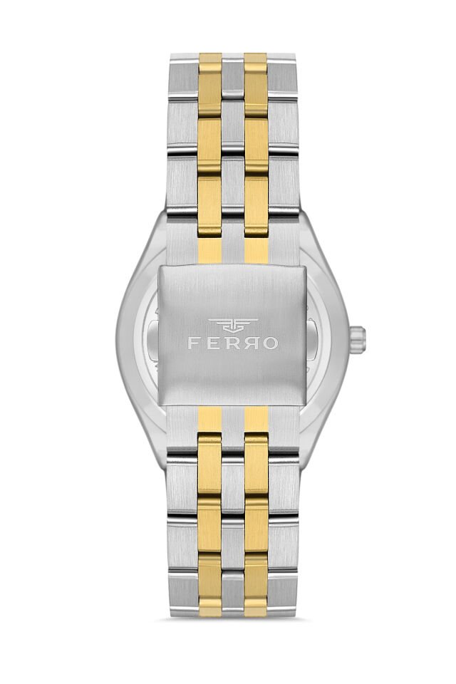 Ferro F11569AWT-D6 Quartz Çelik Altın/Gri Yeşil Kadran 40 mm Erkek Kol Saati