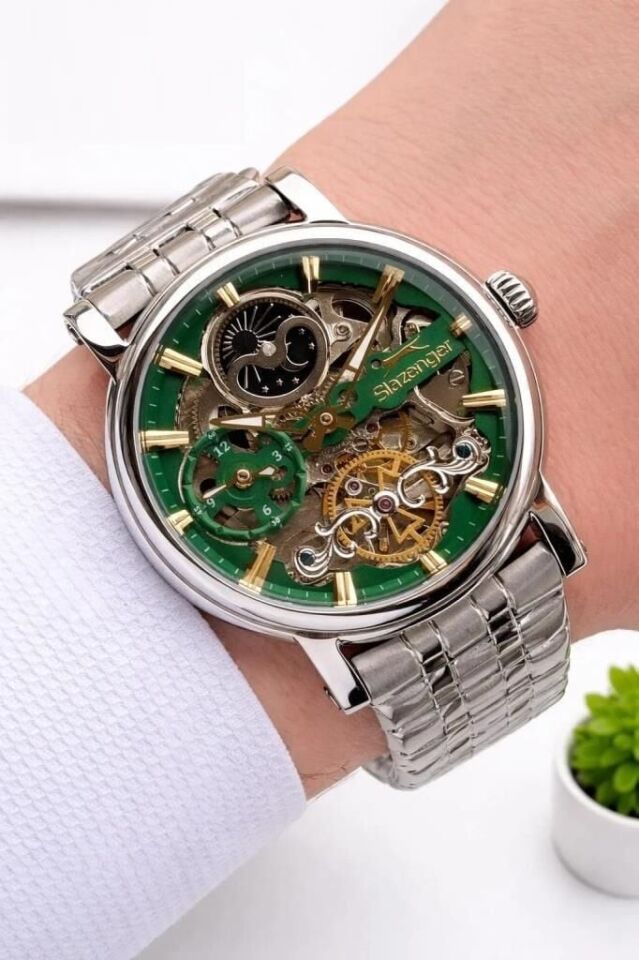 Slazenger SL.09.2611.1.370 Otomatik Çelik Gri 10 ATM 46 mm Erkek Kol Saati