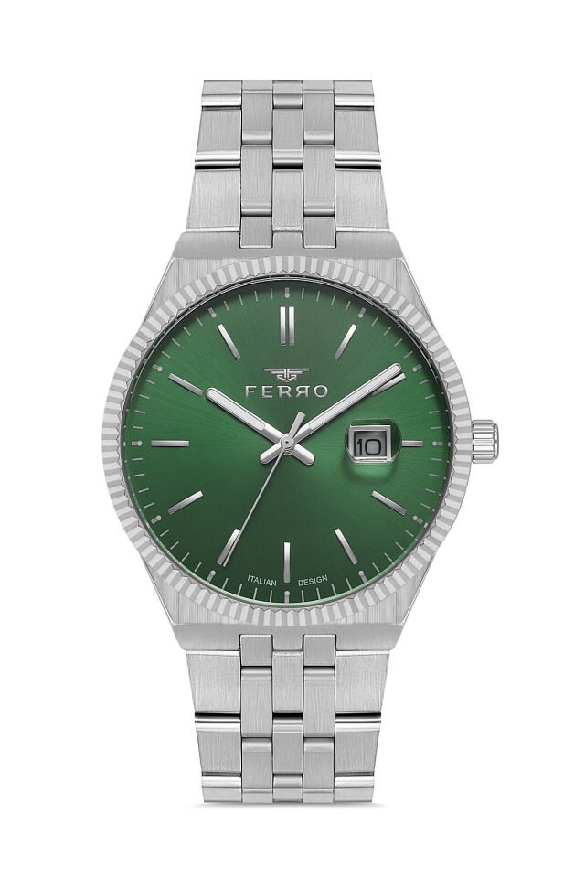 Ferro Gümüş Çelik Kordon Erkek Kol Saati F11569A-A6 3ATM Su Geçirmez 2 Yıl Garantili HediyePaketli