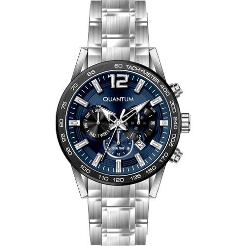 Quantum PWG966.090 Quartz Çelik Gri Lacivert Kadran 45 mm Multifonksiyon Erkek Kol Saati AYNI GÜN KARGO
