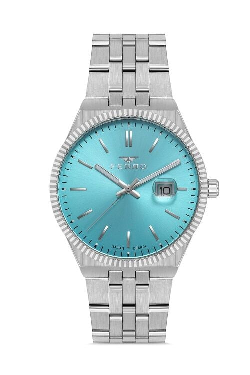 Ferro Gümüş Çelik Kordon Erkek Kol Saati F11569AWT-A15 3ATM Su Geçirmez 2 YılGarantili HediyePaketli