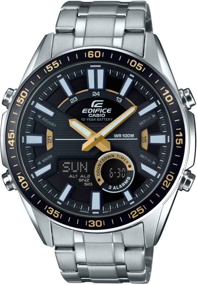 Casio EFV-C100D-1BVDF Quartz Çelik Gri Siyah Kadran 10 ATM 46 mm Erkek Kol Saati