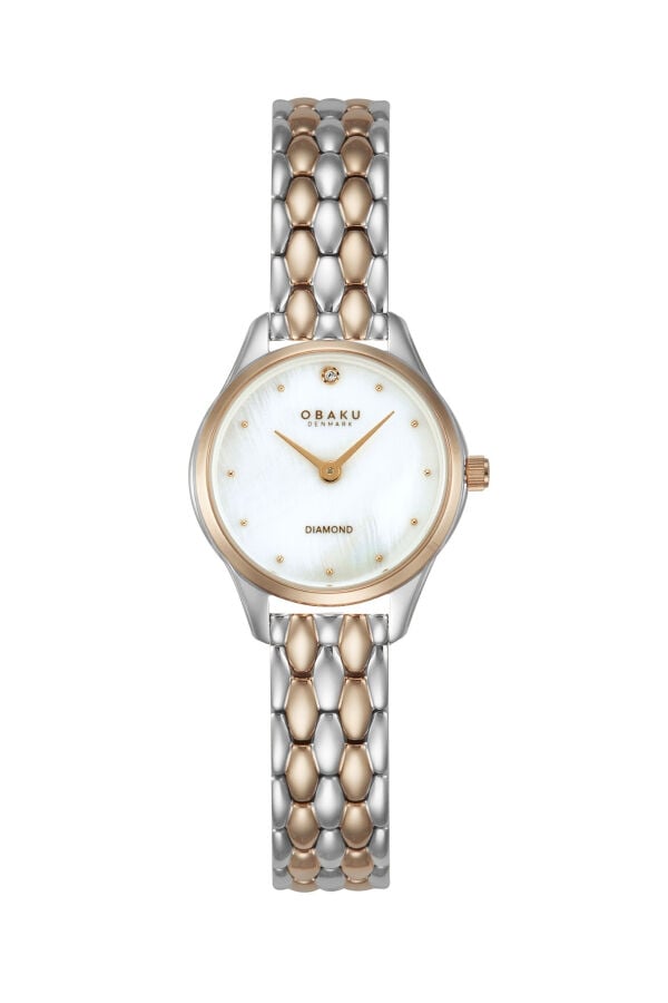 Obaku Denmark V297SXZWSH Quartz Rose/Gri Sedef Kadran Safir Cam 24 mm Kadın Kol Saati