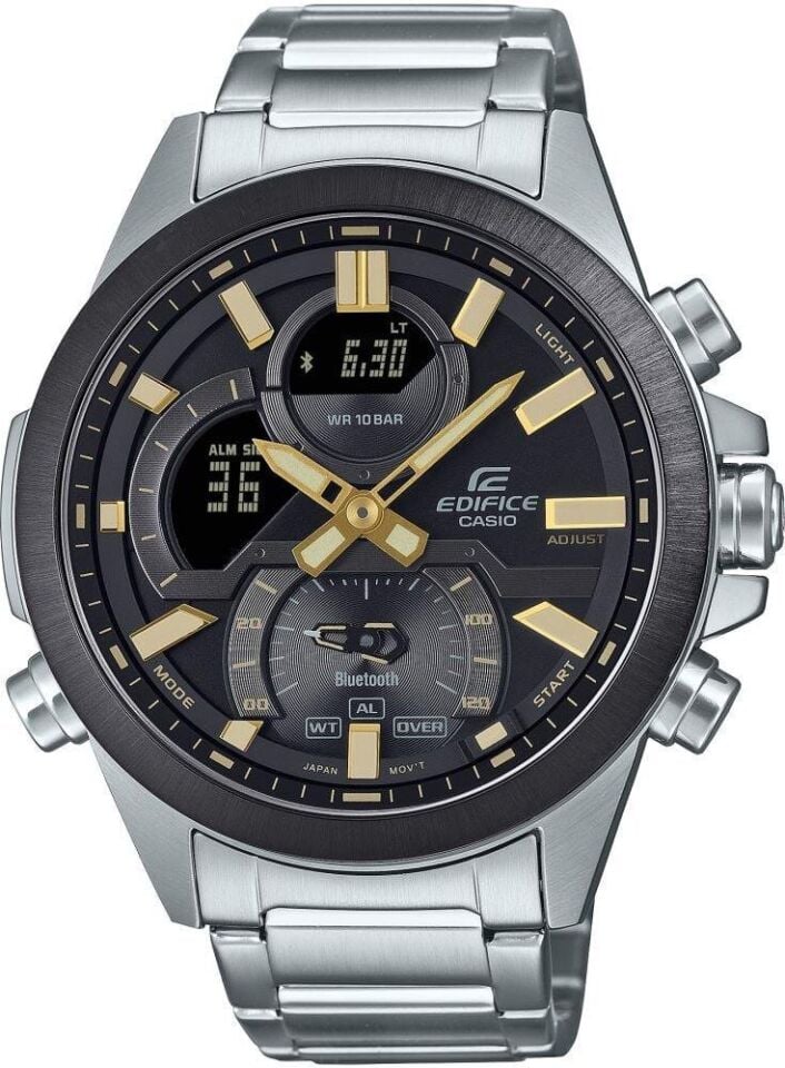 Casio ECB-30DB-1A9DF Edifice Quartz Çelik Gri Siyah Kadran 49 mm Erkek Kol Saati