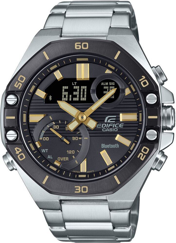 Casio ECB-10DB-1A9DF Edifice Quartz Çelik Gri Siyah Kadran 10 ATM 49 mm Erkek Kol Saati