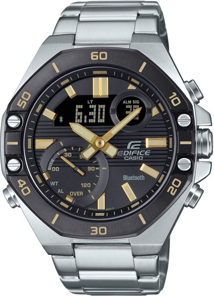 Casio ECB-10DB-1A9DF Edifice Quartz Çelik Gri Siyah Kadran 10 ATM 49 mm Erkek Kol Saati