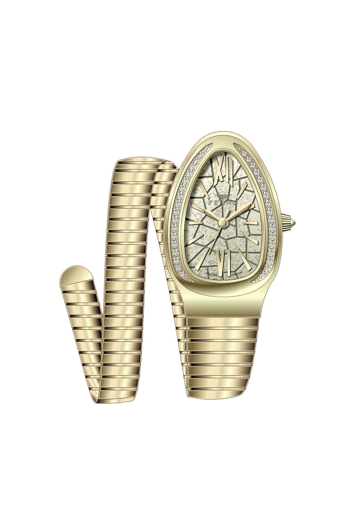 Ferro Sarı Çelik Kordon Kadın Kol Saati FL40154A-B4 3ATM Su Geçirmez 2 Yıl Garantili HediyePaketli