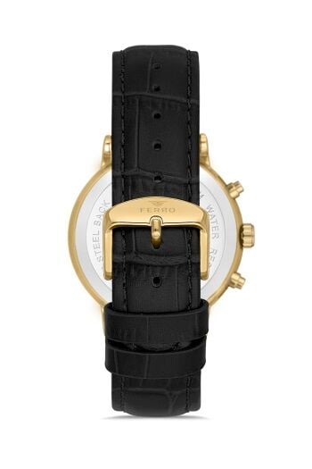 Ferro Quartz Deri Siyah 41 mm Fonksiyonları Aktif Erkek Kol Saati