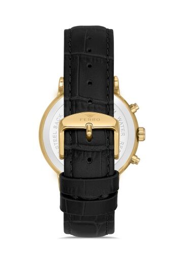 Ferro Quartz Deri Siyah 41 mm Fonksiyonları Aktif Erkek Kol Saati