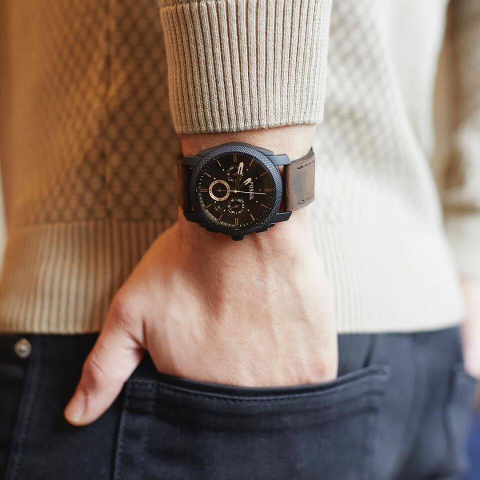 Fossil FFS5251SET 42 mm Kahverengi Erkek Set Kol Saati ve Bileklik